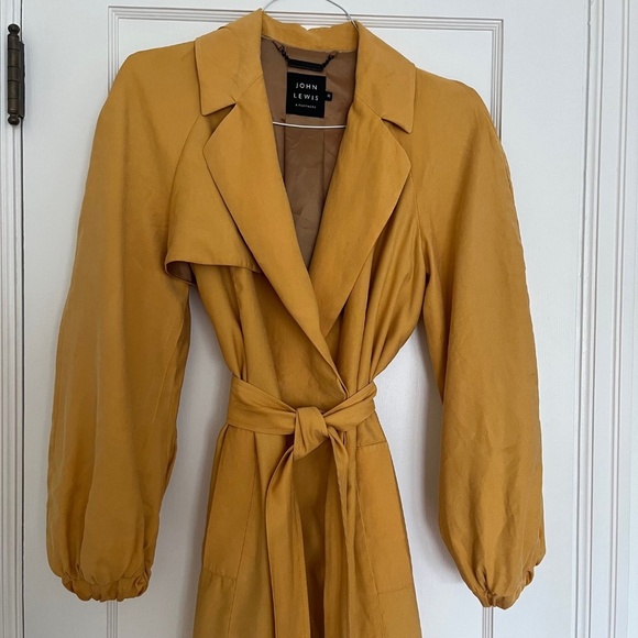 John Lewis Long Trench Coat in Yellow | SIze Medium - Picture 3 of 11